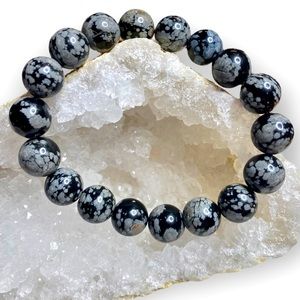 Snowflake Obsidian Stretch Bracelet